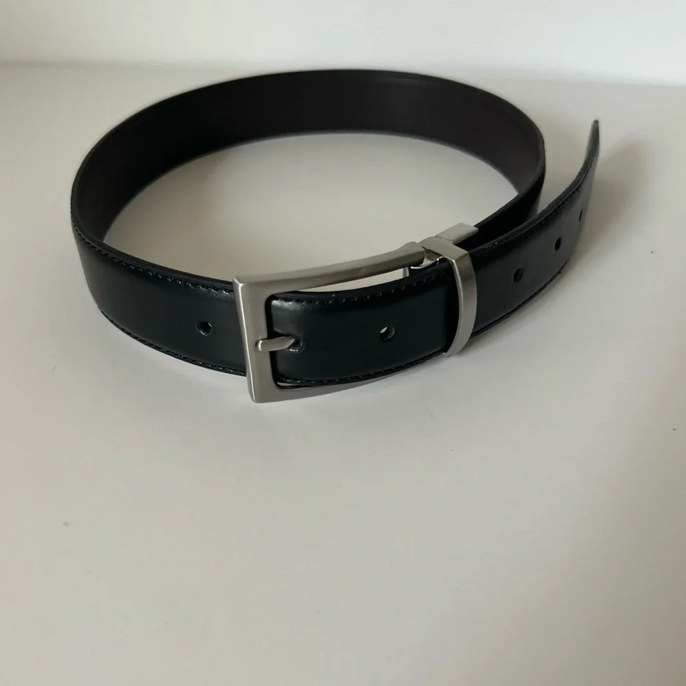 NORDSTROM Youth Reversible Black Brown Belt Silver tone Buckle - 27